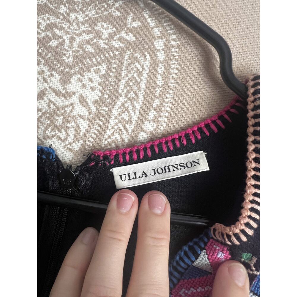 Ulla Johnson Irina Dress Black Folk Embroidered Silk Maxi Size 4 - Picture 12 of 14